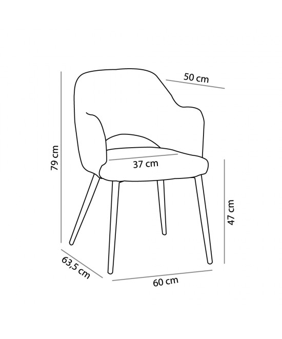 ASCOT ΚΑΡΕΚΛΑ ΓΚΡΙ ΣΚΟΥΡΟ 60x63,5xH79cm