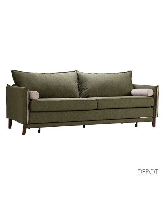 COMODO ΚΑΝΑΠΕΣ ΚΡΕΒΑΤΙ 3ΘΕΣΙΟΣ ΠΡΑΣΙΝΟ ΓΚΡΙ 230x81xH88cm