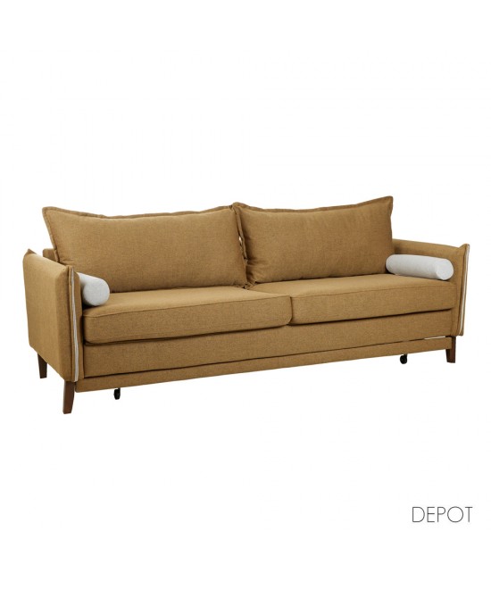 COMMODO ΚΑΝΑΠΕΣ ΚΡΕΒΑΤΙ 3ΘΕΣΙΟΣ CAMEL BEIGE 230x81xH88cm