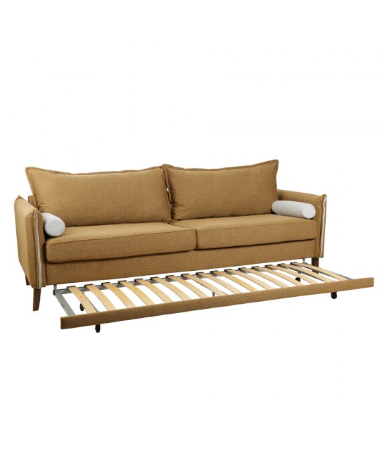 COMMODO ΚΑΝΑΠΕΣ ΚΡΕΒΑΤΙ 3ΘΕΣΙΟΣ CAMEL BEIGE 230x81xH88cm