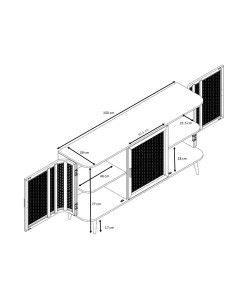 MONMARTE ΜΠΟΥΦΕΣ NATURE 150x39xH77cm MONMARTE ΜΠΟΥΦΕΣ NATURE 150x39xH77cm
