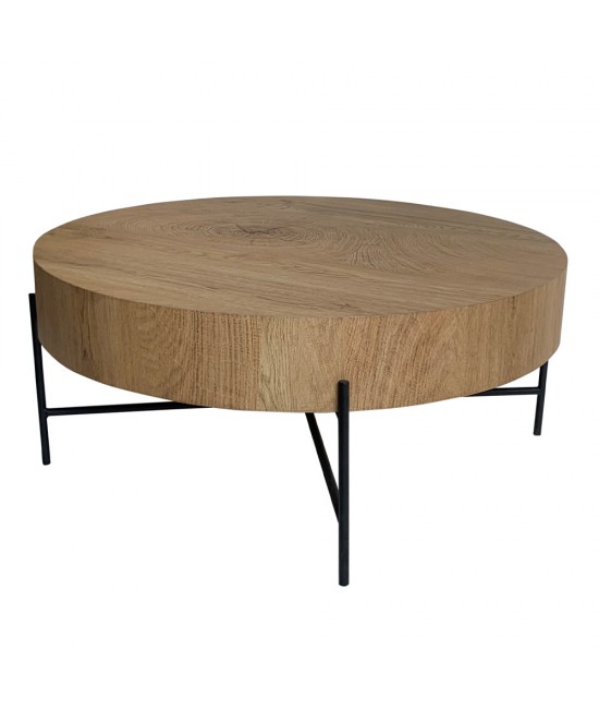 MADERA COFFEE TABLE ΦΥΣΙΚΟ ΜΑΥΡΟ 80x80xH36cm