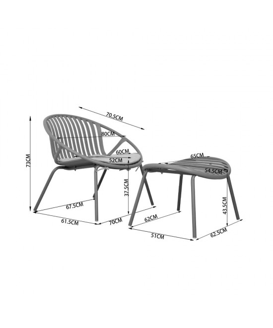 NADIN ΠΟΛΥΘΡΟΝΑ SET 2ΤΕΜ OFF WHITE 79,5x70xH74cm