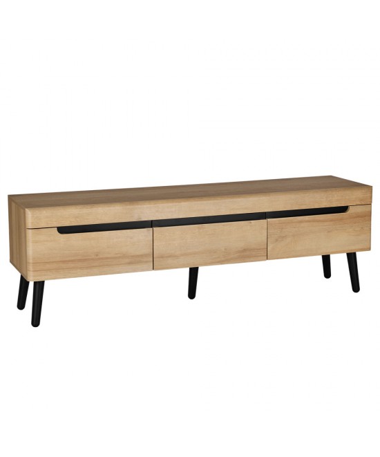 GRIF TV STAND ΦΥΣΙΚΟ ΜΑΥΡΟ 160x40xH50cm