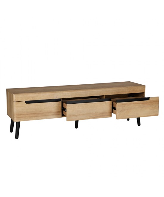 GRIF TV STAND ΦΥΣΙΚΟ ΜΑΥΡΟ 160x40xH50cm