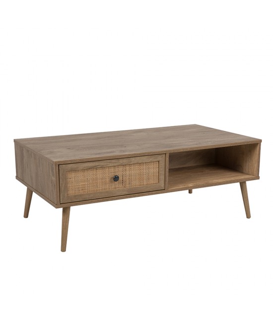 AMMOS COFFEE TABLE 1ΣΥΡΤΑΡΙ ΦΥΣΙΚΟ ΜΕ RATTAN 110x59xH41,4cm