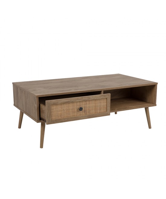 AMMOS COFFEE TABLE 1ΣΥΡΤΑΡΙ ΦΥΣΙΚΟ ΜΕ RATTAN 110x59xH41,4cm