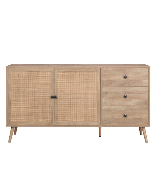 AMMOS ΜΠΟΥΦΕΣ 3ΣΥΡΤΑΡΙΑ ΦΥΣΙΚΟ ΜΕ RATTAN 150x39xH79cm AMMOS ΜΠΟΥΦΕΣ 3ΣΥΡΤΑΡΙΑ ΦΥΣΙΚΟ ΜΕ RATTAN 150x39xH79cm