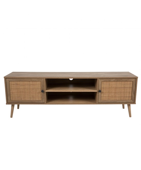 AMMOS TV STAND 2ΠΟΡΤΕΣ ΦΥΣΙΚΟ ΜΕ RATTAN 150x39xH49cm