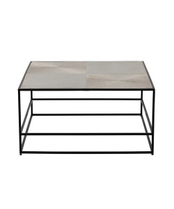 HADSTON COFFEE TABLE ΑΣΗΜΙ ΜΑΥΡΟ 80x80xH40cm
