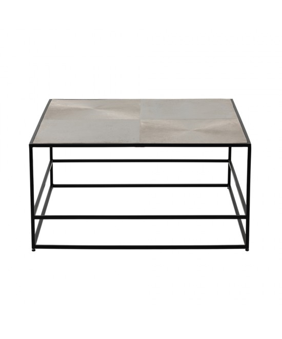 HADSTON COFFEE TABLE ΑΣΗΜΙ ΜΑΥΡΟ 80x80xH40cm