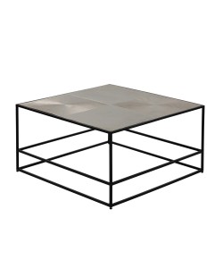 HADSTON COFFEE TABLE ΑΣΗΜΙ ΜΑΥΡΟ 80x80xH40cm