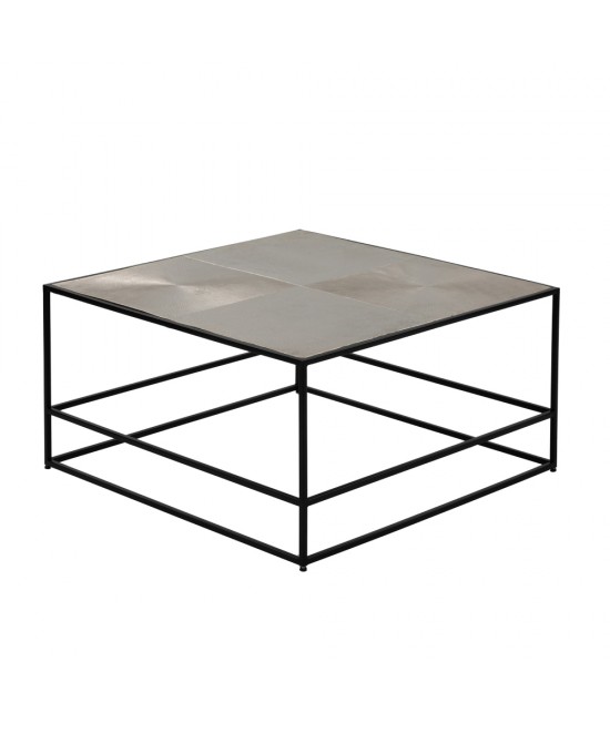 HADSTON COFFEE TABLE ΑΣΗΜΙ ΜΑΥΡΟ 80x80xH40cm