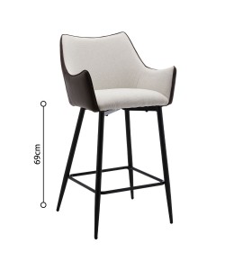 MALONE ΣΚΑΜΠΩ BAR ΓΚΡΙ ΑΝΟΙΧΤΟ ΚΑΦΕ ΣΚΟΥΡΟ 38x51xH96cm