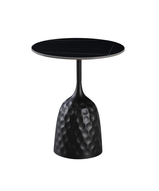 VOLCANO SIDE TABLE ΜΑΥΡΟ ΜΕ ΟΨΗ ΜΑΡΜΑΡΟΥ ΜΑΥΡΟ 50x50xH61cm