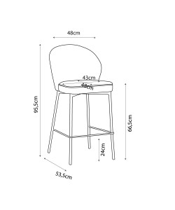 LUNE ΣΚΑΜΠΩ BAR ΓΚΡΙ 48x53,5x95,5