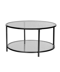 MOON COFFEE TABLE ΔΙΑΦΑΝΟ ΜΑΥΡΟ 80x80xH42cm