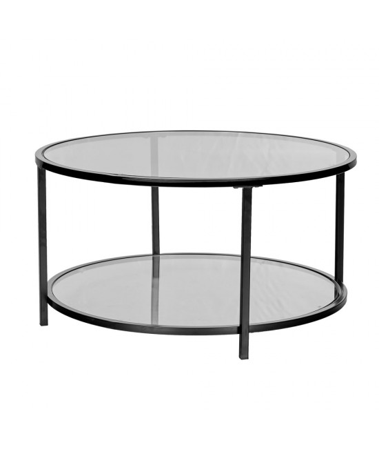 MOON COFFEE TABLE ΔΙΑΦΑΝΟ ΜΑΥΡΟ 80x80xH42cm