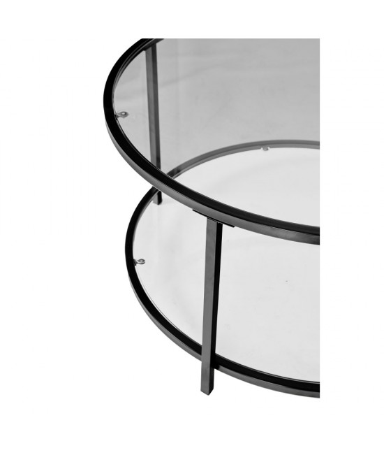 MOON COFFEE TABLE ΔΙΑΦΑΝΟ ΜΑΥΡΟ 80x80xH42cm