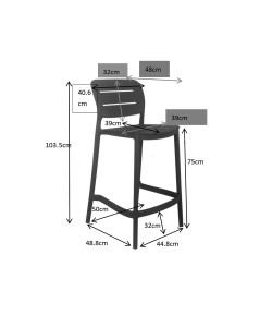 ZURICH ΣΚΑΜΠΩ BAR ΜΑΥΡΟ 50x48,5xH103,5cm