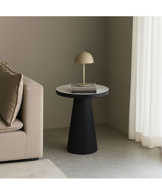 LAMP SIDE TABLE ΦΥΣΙΚΟ ΜΑΥΡΟ 41x41xH63,5cm