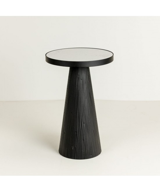 LAMP SIDE TABLE ΦΥΣΙΚΟ ΜΑΥΡΟ 36x36xH55cm