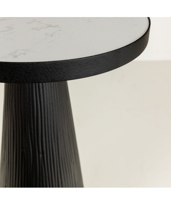 LAMP SIDE TABLE ΦΥΣΙΚΟ ΜΑΥΡΟ 36x36xH55cm