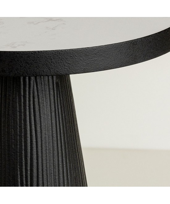 LAMP SIDE TABLE ΦΥΣΙΚΟ ΜΑΥΡΟ 36x36xH55cm