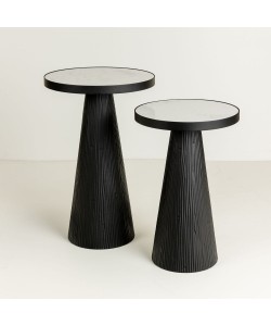 LAMP SIDE TABLE ΦΥΣΙΚΟ ΜΑΥΡΟ 36x36xH55cm