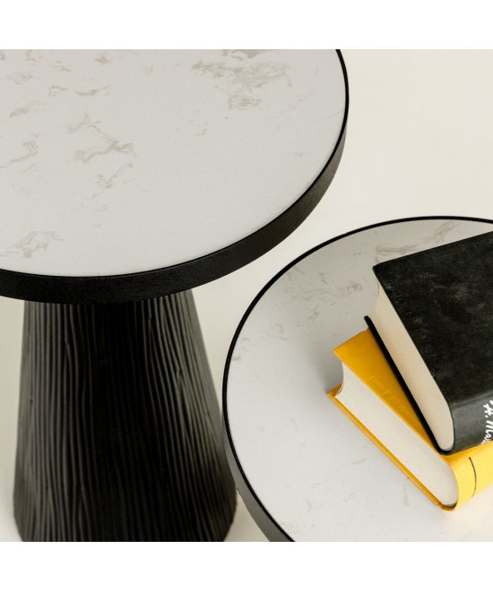 LAMP SIDE TABLE ΦΥΣΙΚΟ ΜΑΥΡΟ 36x36xH55cm