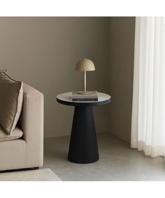 LAMP SIDE TABLE ΦΥΣΙΚΟ ΜΑΥΡΟ 36x36xH55cm