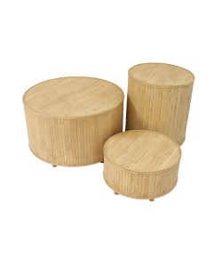 RIBBONS SIDE TABLE SET 3ΤΕΜ ΦΥΣΙΚΟ 61x61xH34cm