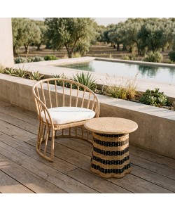 NUBIA COFFEE TABLE ΦΥΣΙΚΟ ΜΑΥΡΟ 60x60xH52,5cm