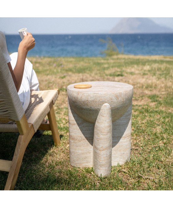 LITHOS HANDLE SIDE TABLE BEIGE 36x36xH47cm