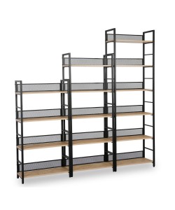 NEST ΒΙΒΛΙΟΘΗΚΗ ΦΥΣΙΚΟ ΜΑΥΡΟ 60x28xH187cm