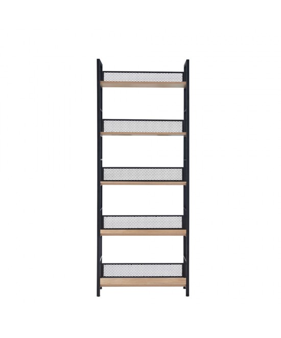 NEST ΒΙΒΛΙΟΘΗΚΗ ΦΥΣΙΚΟ ΜΑΥΡΟ 60x28xH154cm