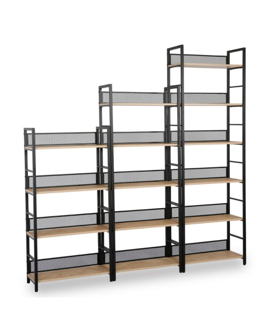 NEST ΒΙΒΛΙΟΘΗΚΗ ΦΥΣΙΚΟ ΜΑΥΡΟ 60x28xH154cm