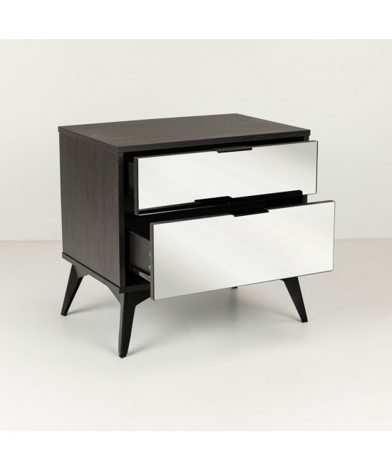 SPECCHIO ΚΟΜΟΔΙΝΟ 2ΣΥΡΤΑΡΙΑ ΜΑΥΡΟ OAK ΚΑΘΡΕΠΤΗΣ 58x39xH55cm