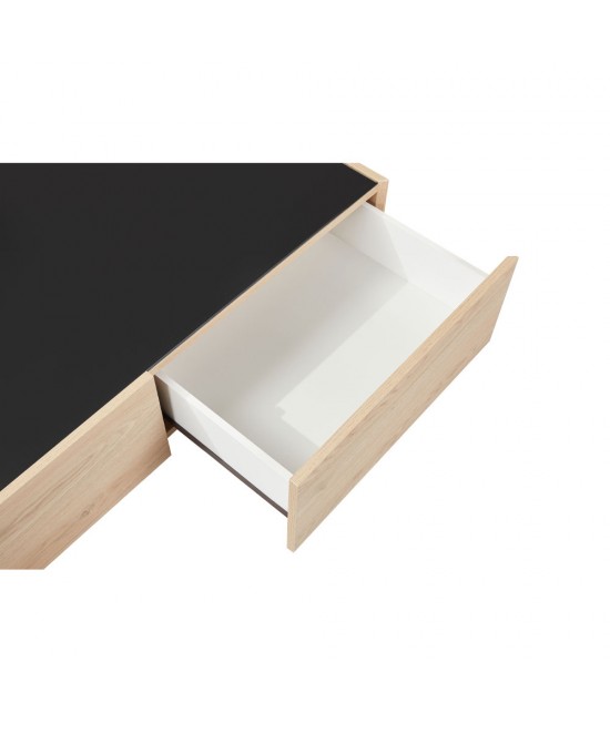 CUBIUS COFFEE TABLE ΦΥΣΙΚΟ ΦΙΜΕ ΜΑΥΡΟ 118x59xH33cm