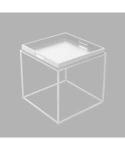 BUTLER SIDE TABLE MDF ΛΑΚΑΡΙΣΤΟ ΛΕΥΚΟ MDF ΛΑΚΑΡΙΣΤΟ 45x45x45