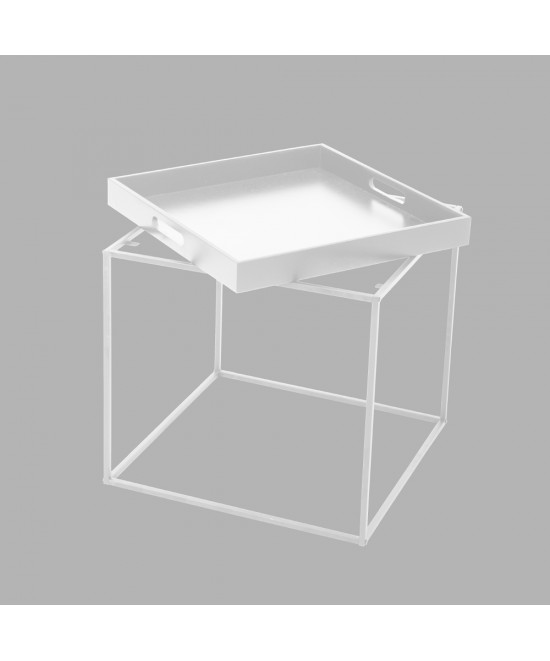 BUTLER SIDE TABLE MDF ΛΑΚΑΡΙΣΤΟ ΛΕΥΚΟ MDF ΛΑΚΑΡΙΣΤΟ 45x45x45