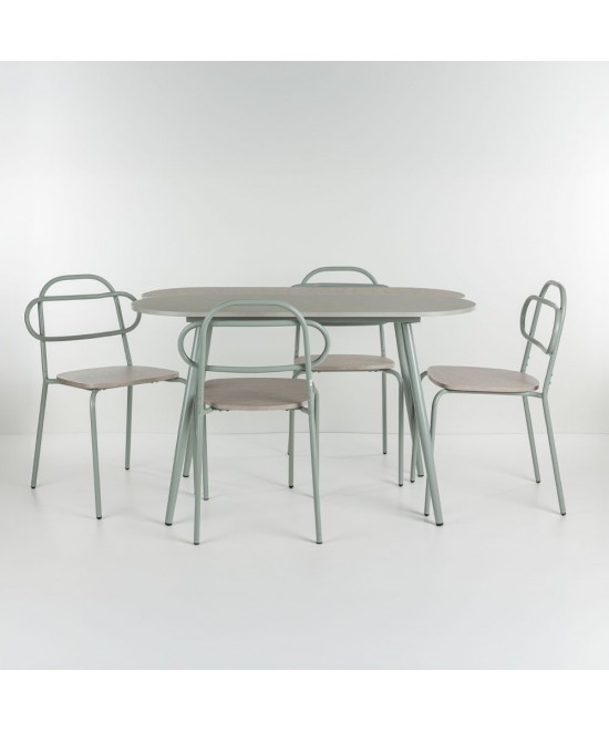 ITALIAN ΤΡΑΠΕΖΑΡΙΑ SET 4+1 ΦΥΣΙΚΟ ΑΝΟΙΧΤΟ 120x75x75