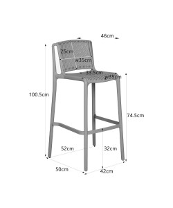 POLLY ΣΚΑΜΠΟ BAR ΓΚΡΙ ΑΝΟΙΧΤΟ 41x47x100.5