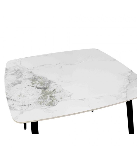 QUADRO ΤΡΑΠΕΖΙ ΛΕΥΚΟ ΜΕ ΟΨΗ ΜΑΡΜΑΡΟΥ 90x90x77