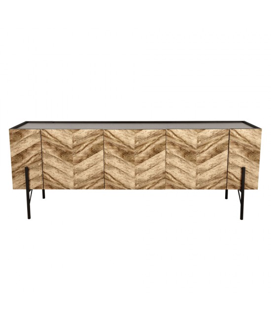 PARKE TV STAND ΜΑΥΡΟ ΦΥΣΙΚΟ ΜΕ PATTERN 160x43xH60cm