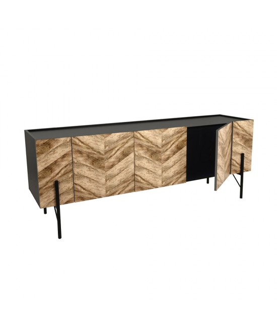 PARKE TV STAND ΜΑΥΡΟ ΦΥΣΙΚΟ ΜΕ PATTERN 160x43xH60cm