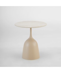 EARTH COFFEE TABLE ΛΕΥΚΟ ΜΕ ΟΨΗ ΜΑΡΜΑΡΟΥ BEIGE 50x50x54.5cm