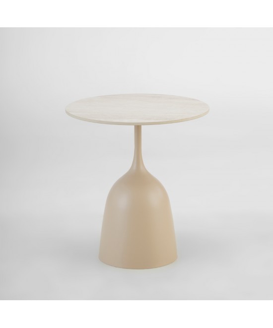 EARTH COFFEE TABLE ΛΕΥΚΟ ΜΕ ΟΨΗ ΜΑΡΜΑΡΟΥ BEIGE 50x50x54.5cm