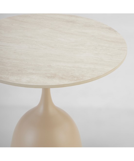 EARTH COFFEE TABLE ΛΕΥΚΟ ΜΕ ΟΨΗ ΜΑΡΜΑΡΟΥ BEIGE 50x50x54.5cm