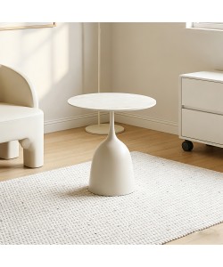 EARTH COFFEE TABLE ΛΕΥΚΟ ΜΕ ΟΨΗ ΜΑΡΜΑΡΟΥ BEIGE 50x50x54.5cm